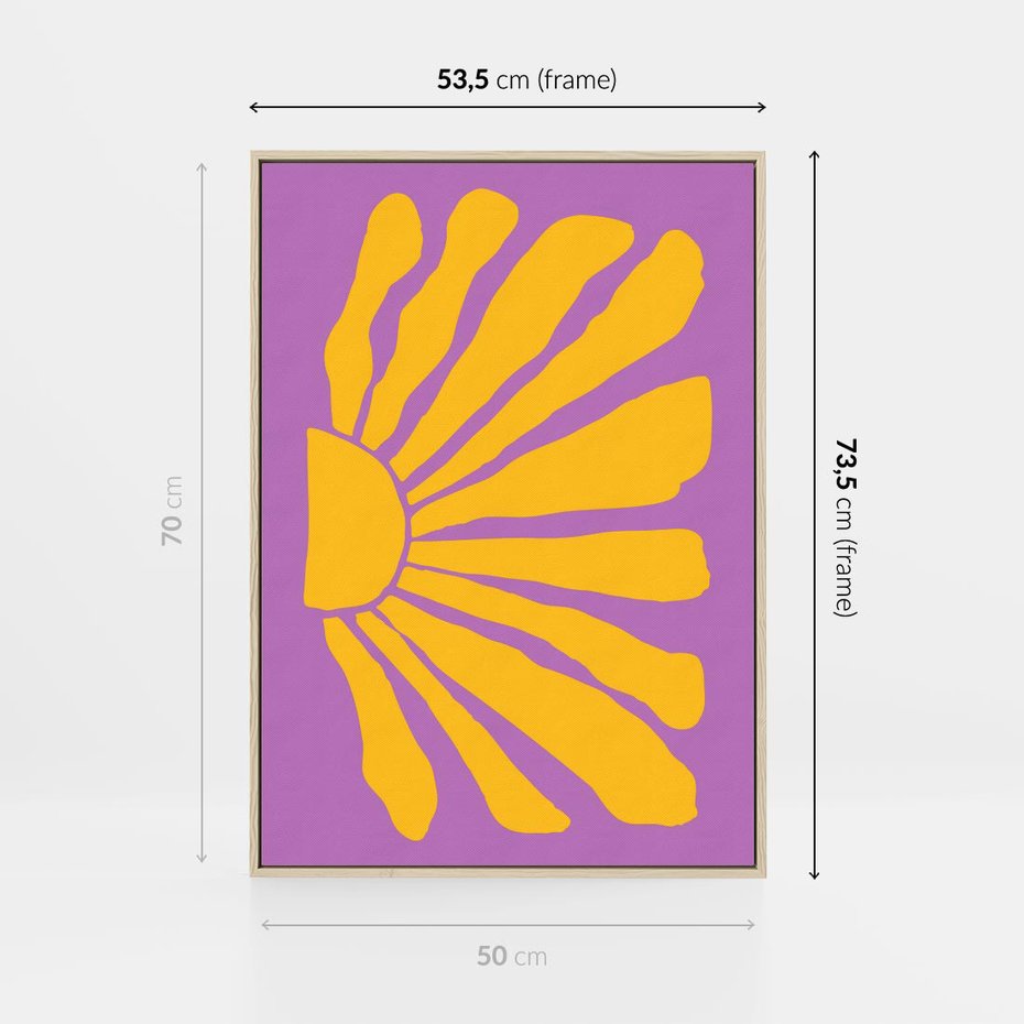 Obraz w ramie 50x70 - Podróżne Kontury - abstrakcyjny plakat, intensywne różowe tło - rama drewno