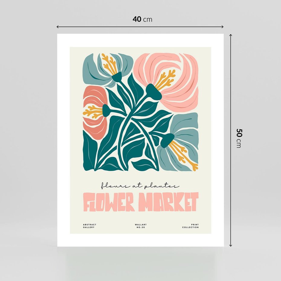 Plakat bez ramy 40x50 - Taniec Kształtów - kwiaty, abstrakcyjna kompozycja