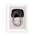 Plakat w ramie 50x70 - Strukturalne Kontrasty - abstrakcyjne szkicowane linie, minimalizm - rama biała