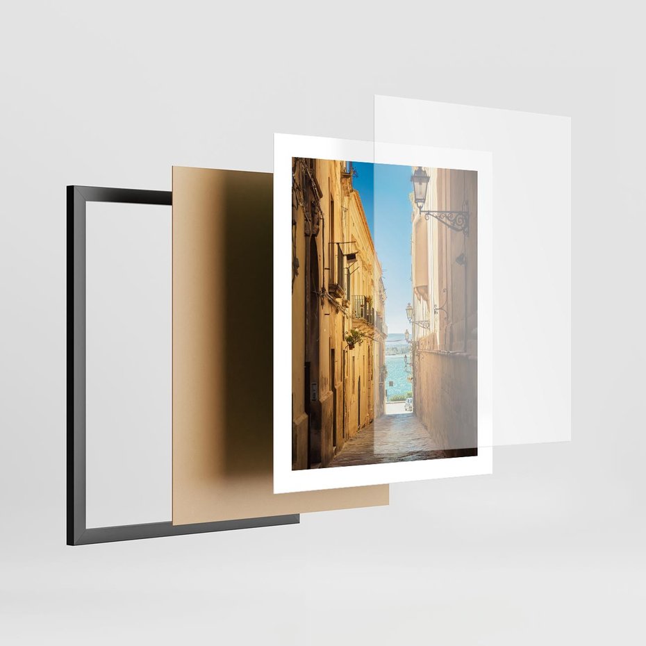 Plakat w ramie 40x50 - Perspektywa magicznej uliczki - uliczka, perspektywa - rama czarna