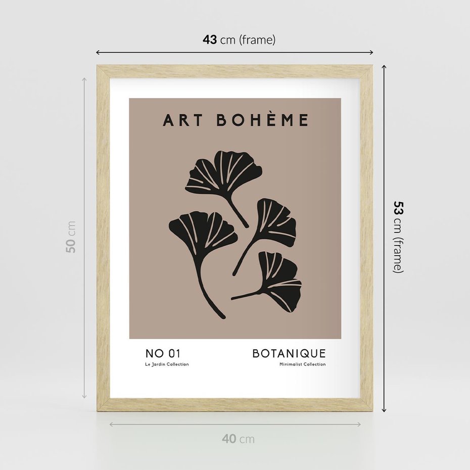 Plakat w ramie 40x50 - Botaniczne wymysły - sztuka boho, plakat - rama drewno