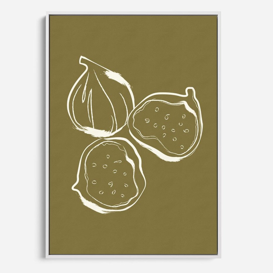 Obraz w ramie 80x120 - Podróżne Barwy - figi, minimalistyczny styl - rama biała