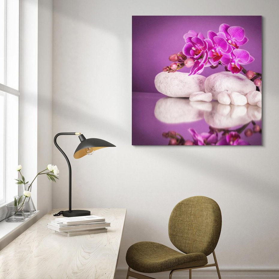 Obraz na płótnie 50x50 - Kwiatowy Relaks - orchidea, kwiat