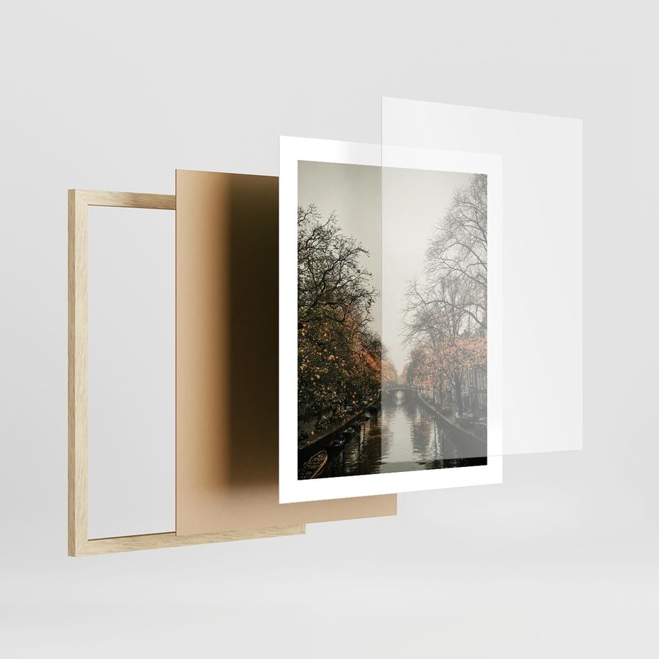 Plakat w ramie 40x50 - Jesienne Spacerki po Holenderskich Kanałach - kanały, Holandia - rama drewno