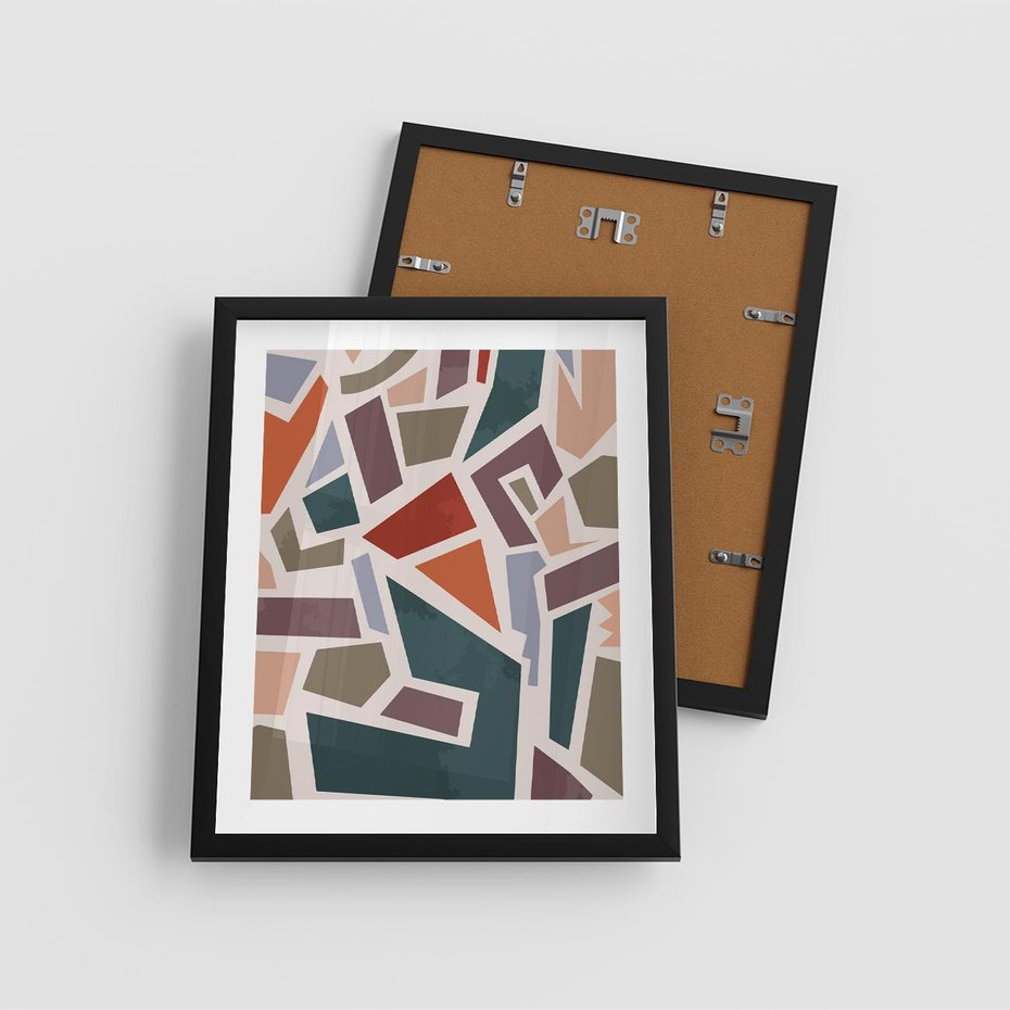 Plakat w ramie 40x50 - Modernistyczna Transcendencja - geometryczne kształty, mozaika - rama czarna