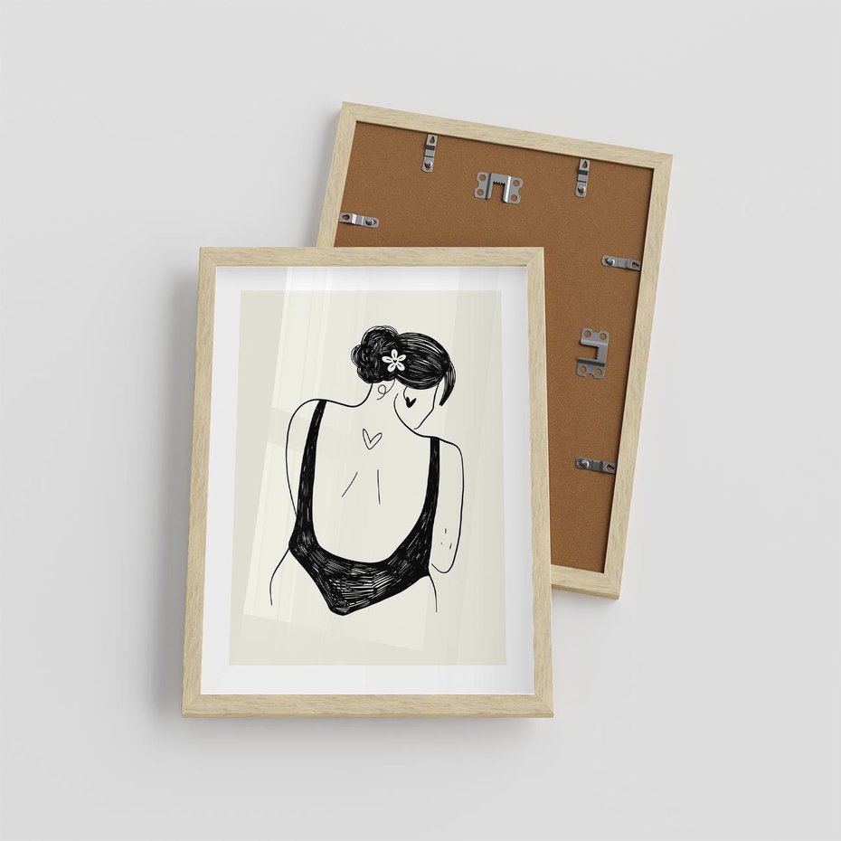 Plakat w ramie 30x40 - Echa Piękna - piękno kobiecego ciała, kobieta - rama drewno