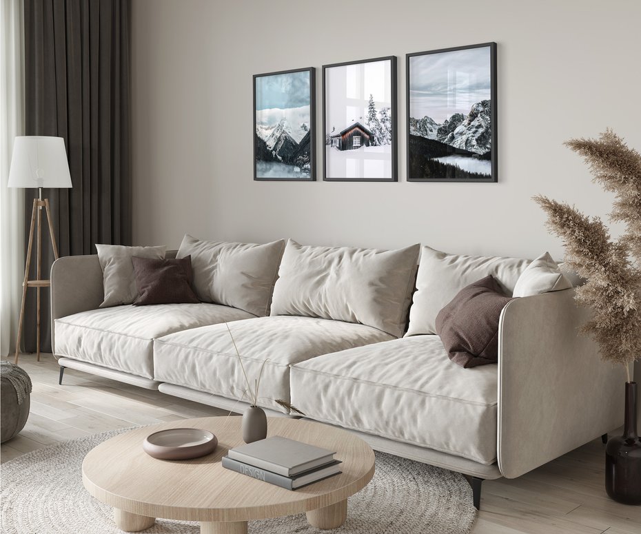 Zestaw obrazy w ramie 30x40 galeria - Górski, pejzaż, zima - rama czarna