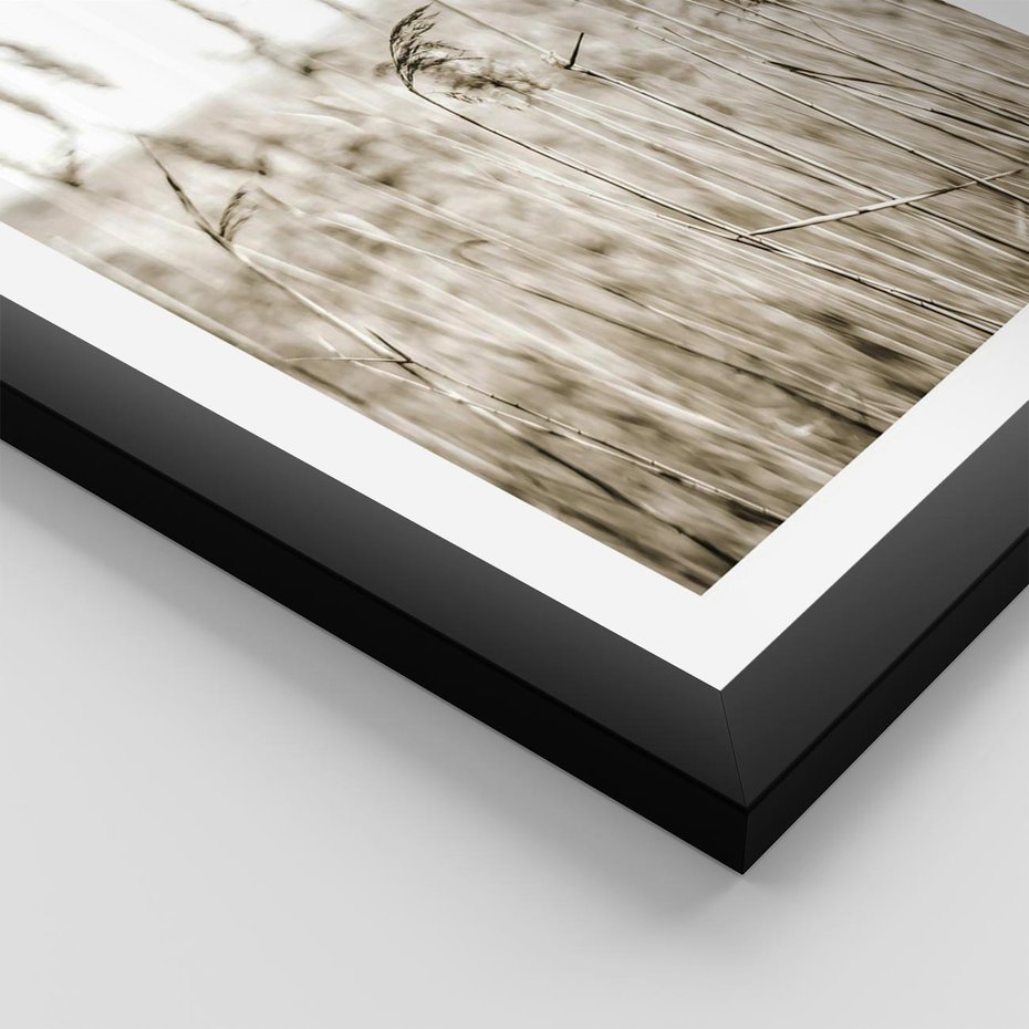 Plakat w ramie 40x50 - Nostalgiczny Pejzaż - suche trawy, pole - rama czarna