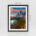 Plakat w ramie 30x40 - Jezioro wśród majestatycznych gór - jezioro, góry - rama czarna