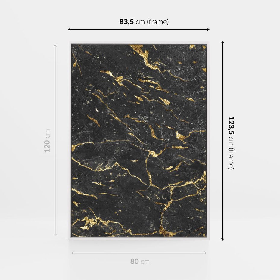 Obraz w ramie 80x120 - Egzotyczny Blask - marmur, złoto - rama biała