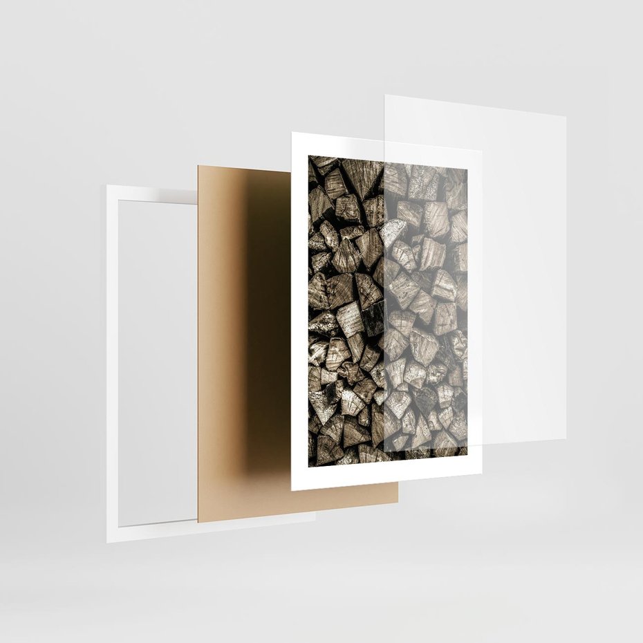 Plakat w ramie 30x40 - Piękno Drewna - belki drewna, drewno - rama biała
