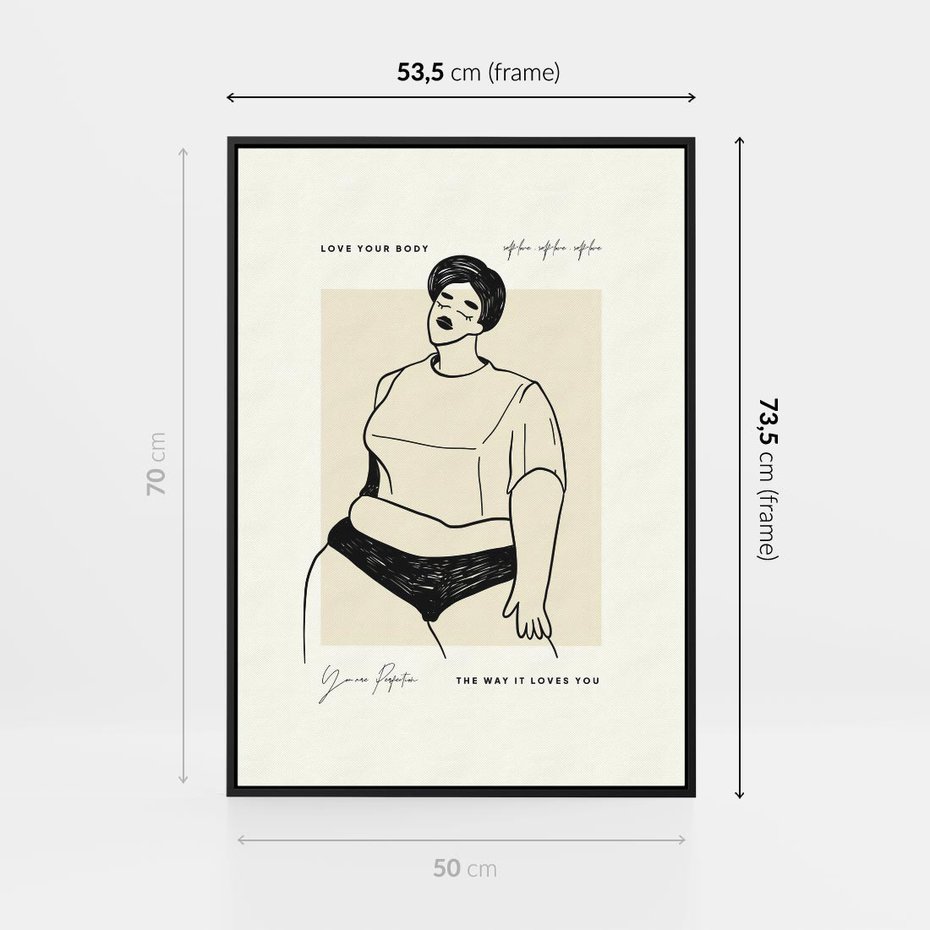 Obraz w ramie 50x70 - Elegancja Kobiecej Formy - nowoczesna sztuka kobieca, plakat - rama czarna