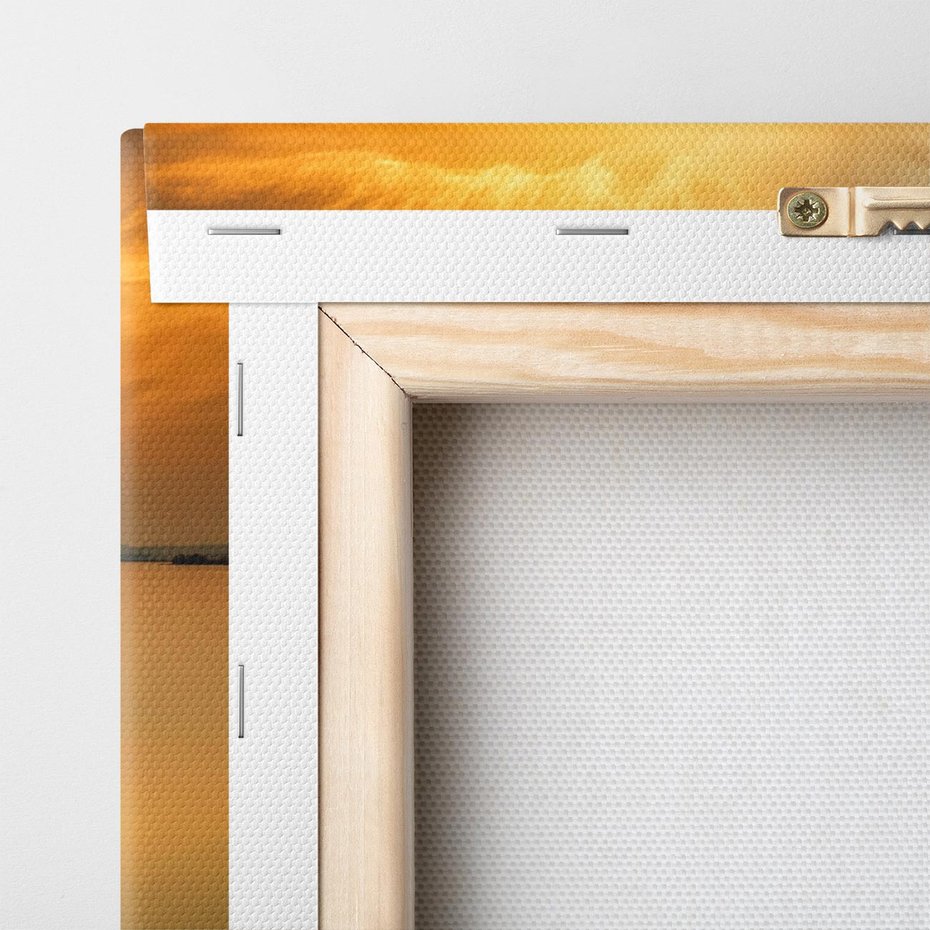 Obraz na płótnie 50x70 - Zachód słońca nad jeziorem: Piękno natury - zachód, słońca