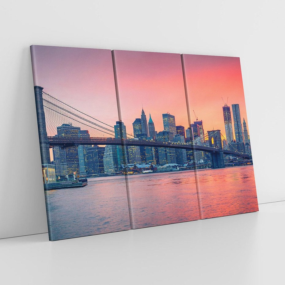 Obraz na płótnie 120x80 - Zachód słońca na moście w Nowym Jorku - zachód, słońca