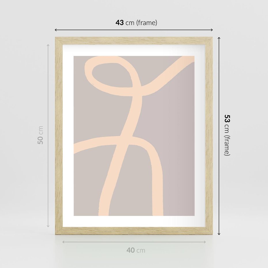 Plakat w ramie 40x50 - Beżowe Boho Zaplątanie - minimalistyczny obraz, nowoczesny - rama drewno