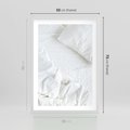 Plakat w ramie 50x70 - Sztuka i Komfort - pościel, biała kołdra poduszka - rama biała