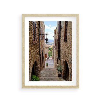 Plakat w ramie 40x50 - Perspektywa malowniczej uliczki - uliczka, perspektywa - rama drewno