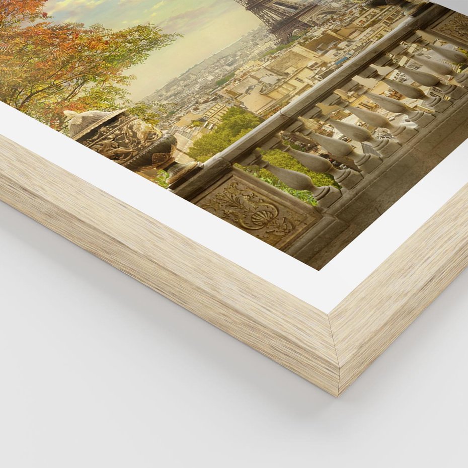 Plakat w ramie 40x50 - Paryż za Wieżą Eiffla - Paryż, Eiffla - rama drewno