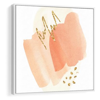 Obraz w ramie 50x50 - Rozbijające Plamy - abstrakcyjne akwarelowe plamy, minimalizm - rama biała