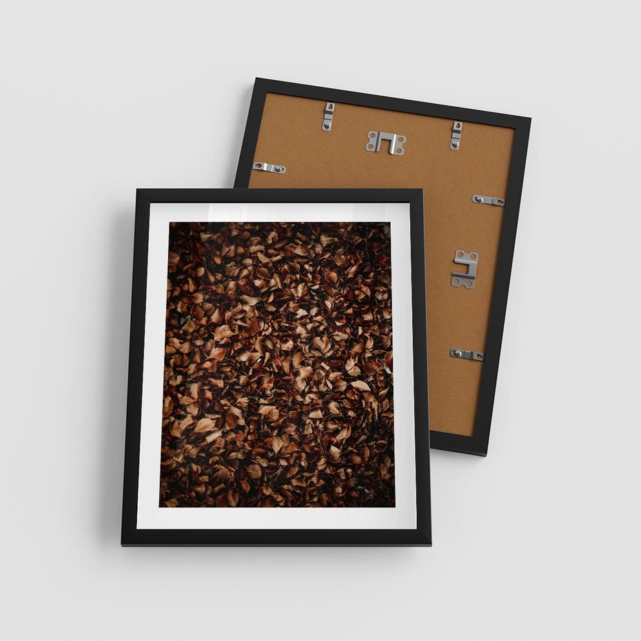 Plakat w ramie 40x50 - Jesienny Dywan - dywan z suchych liści, jesień - rama czarna