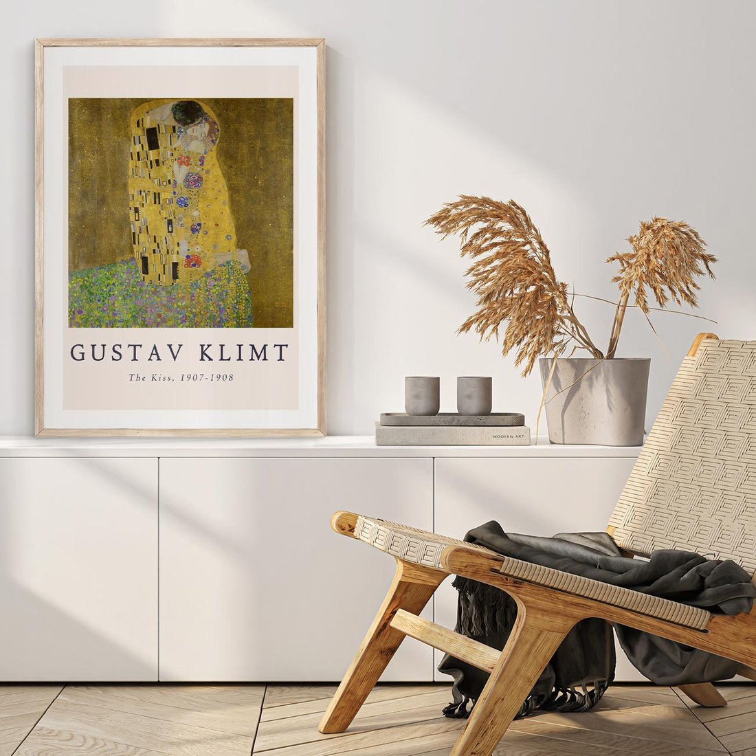 Plakat w ramie 30x40 - Sztuka Klimta - gustav klimt, pocałunek - rama drewno