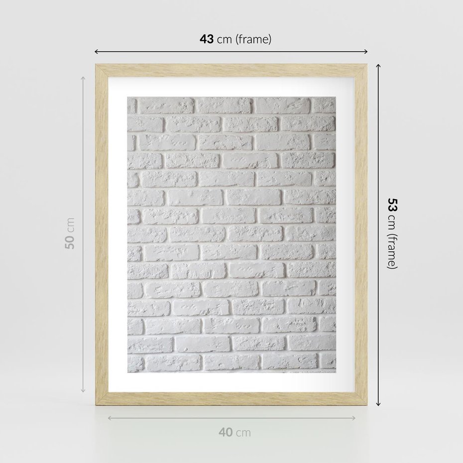 Plakat w ramie 40x50 - Wymiarowa Struktura - ściana, cegła - rama drewno