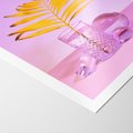 Plakat bez ramy 21x30 - Neonowy Liść Palmy na Fotografii - neonowa fotografia, liść palmy w szklance