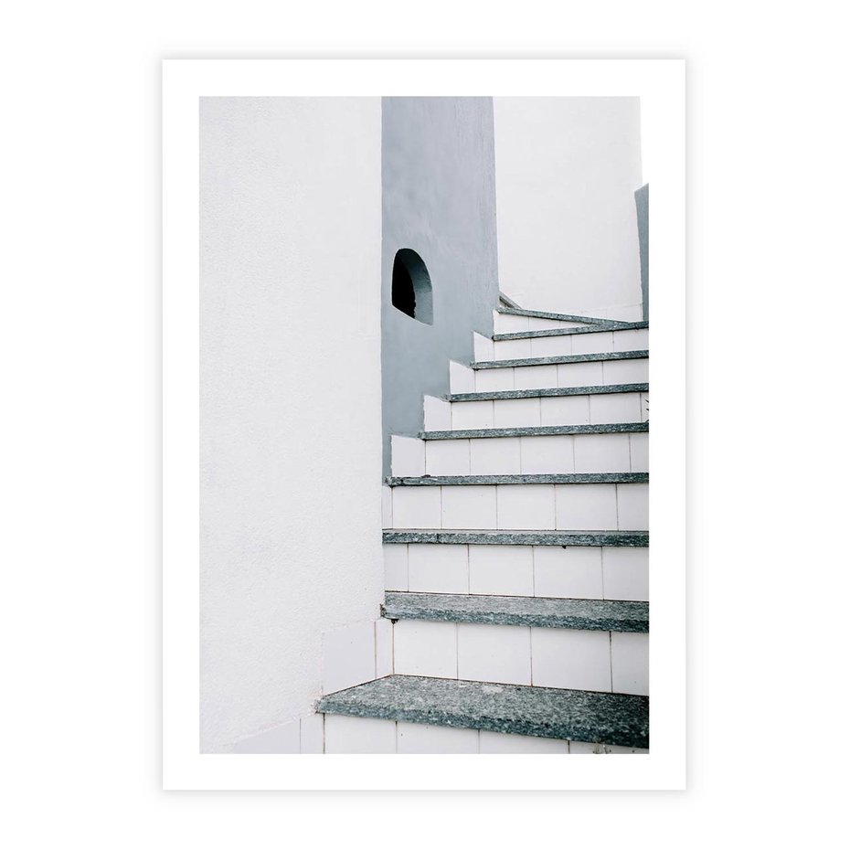 Plakat bez ramy 21x30 - Schody ku Urokowi Wyspy - schody, santorini