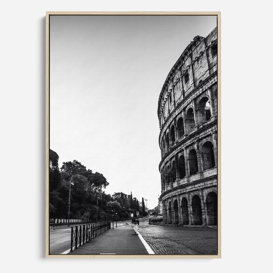 Obraz w ramie 70x100 - Echa Historii - czarno biała fotografia, koloseum - rama drewno