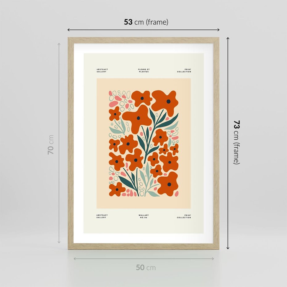 Plakat w ramie 50x70 - Refleksje Kolorowych Tajemnic - kwiaty, kompozycja - rama drewno