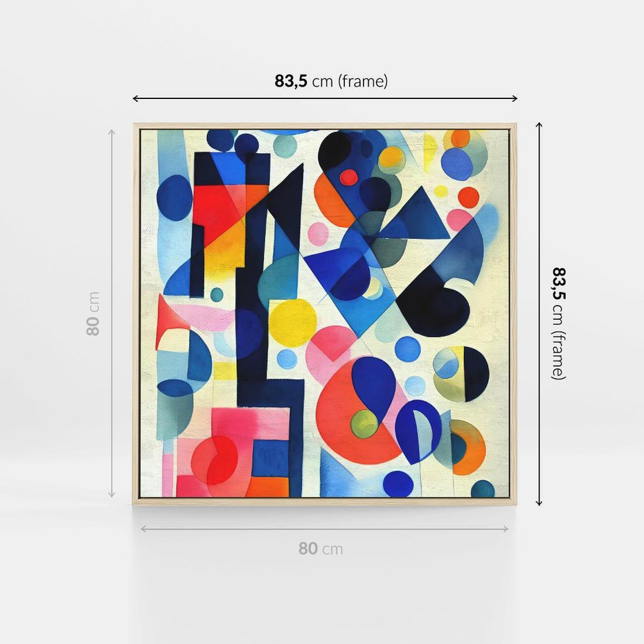 Obraz w ramie 80x80 - Księga Akwarelowych Przeniknięć - abstrakcyjny obraz, różne kolorowe kształty - rama drewno