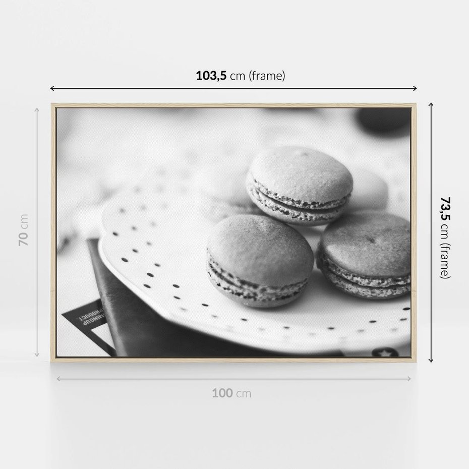 Obraz w ramie 100x70 - Makaroniki w Szarości - czarno biała fotografia, plakat - rama drewno