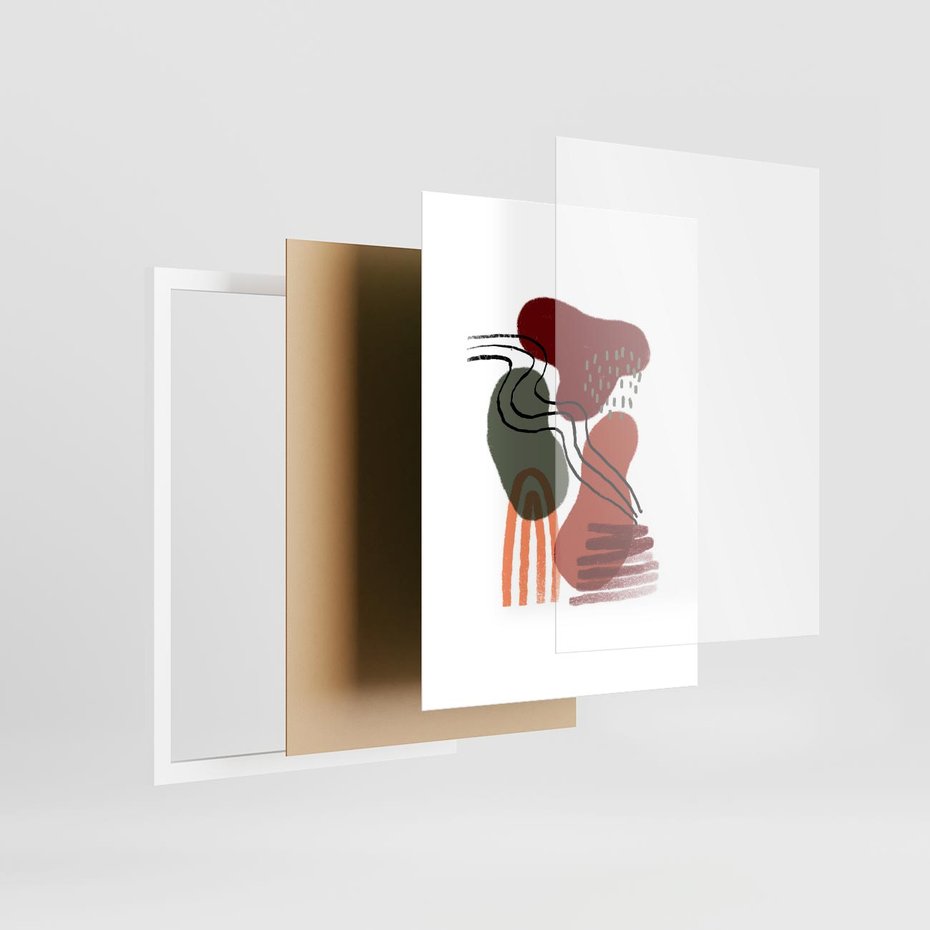 Plakat w ramie 50x70 - Boho Przenikanie - abstrakcyjna sztuka, boho kształty - rama biała