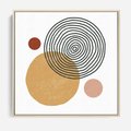 Obraz w ramie 50x50 - Wewnętrzne Formy - koła okręgi, abstrakcyjna nowoczesna sztuka - rama drewno
