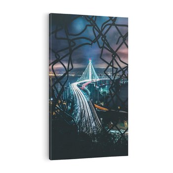 Obraz na płótnie 50x70 - Most nocą - Światła i refleksy - most, światła