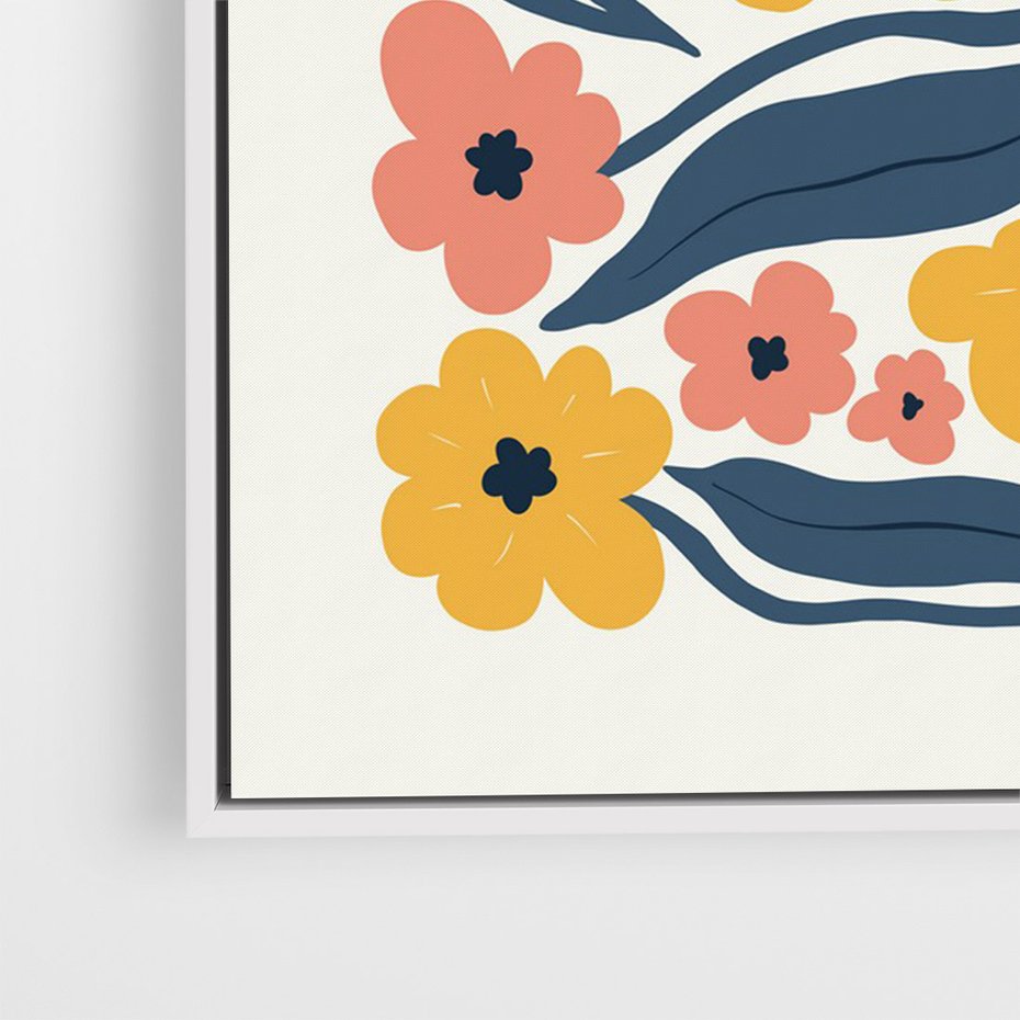 Obraz w ramie 70x100 - Pastelowe Impresje - pastelowe kwiaty, abstrakcyjna kompozycja - rama biała