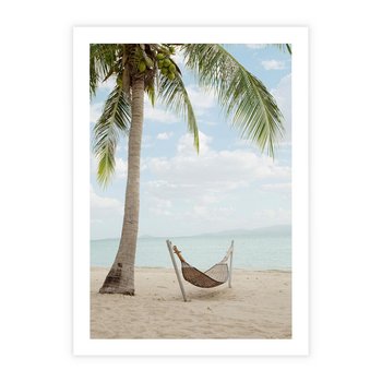 Plakat bez ramy 30x40 - Relaks na plaży - palma, hamak