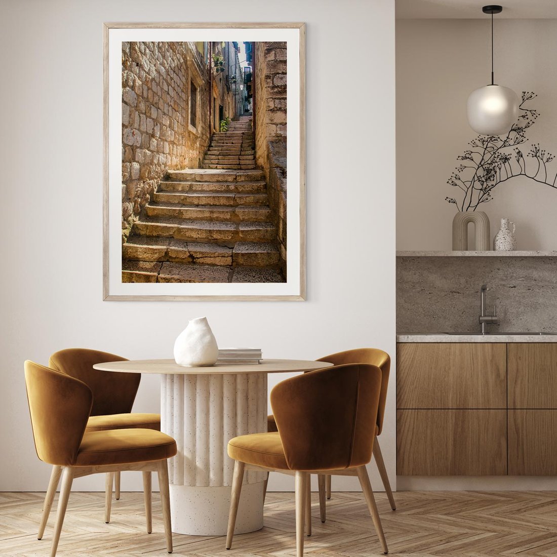 Plakat w ramie 30x40 - Uliczka: perspektywa miejskiego krajobrazu - uliczka, perspektywa - rama drewno