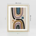 Plakat w ramie 40x50 - Taniec Przenikających Kształtów - abstrakcyjne tęcze, kompozycja - rama drewno