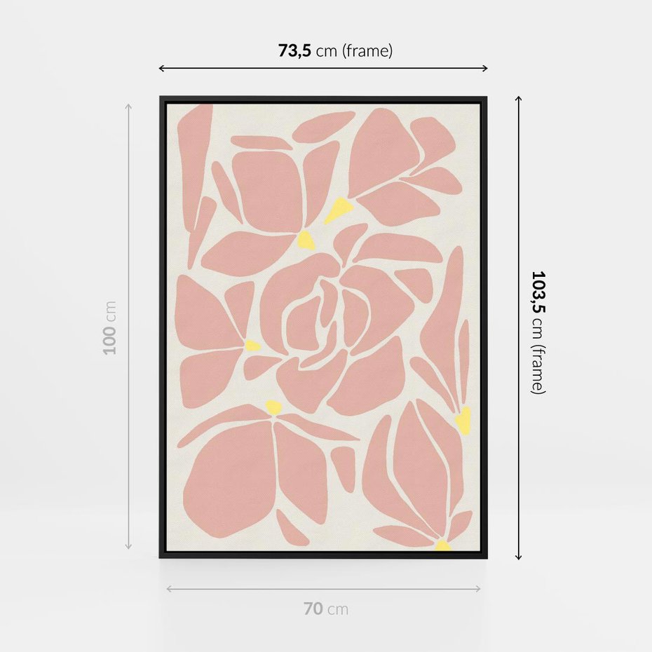 Obraz w ramie 70x100 - Rozplątane Akwarelowe Formy - abstrakcyjne boho kwiaty, kompozycja - rama czarna