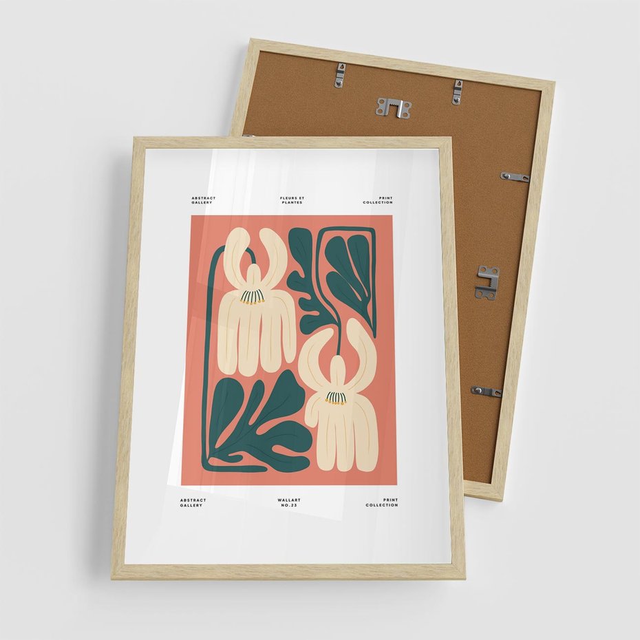 Plakat w ramie 50x70 - Migotliwe Echa - kwiaty, nowoczesna abstrakcja - rama drewno