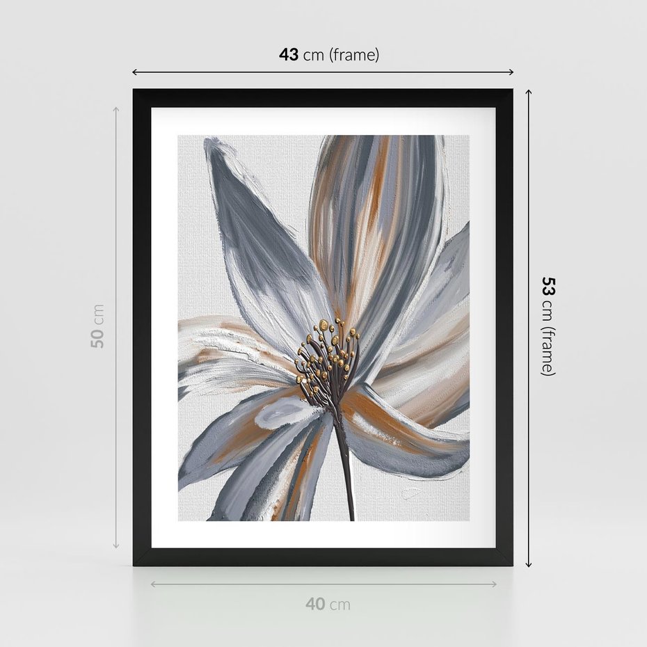 Plakat w ramie 40x50 - Olejne kwiaty - wyraz emocji - kwiaty, malowane - rama czarna