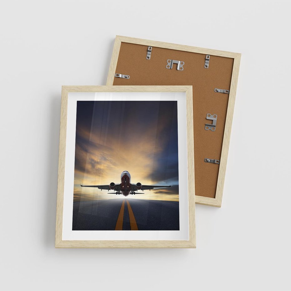 Plakat w ramie 40x50 - Podróż samolotem w pejzaż - samolot, podróż - rama drewno