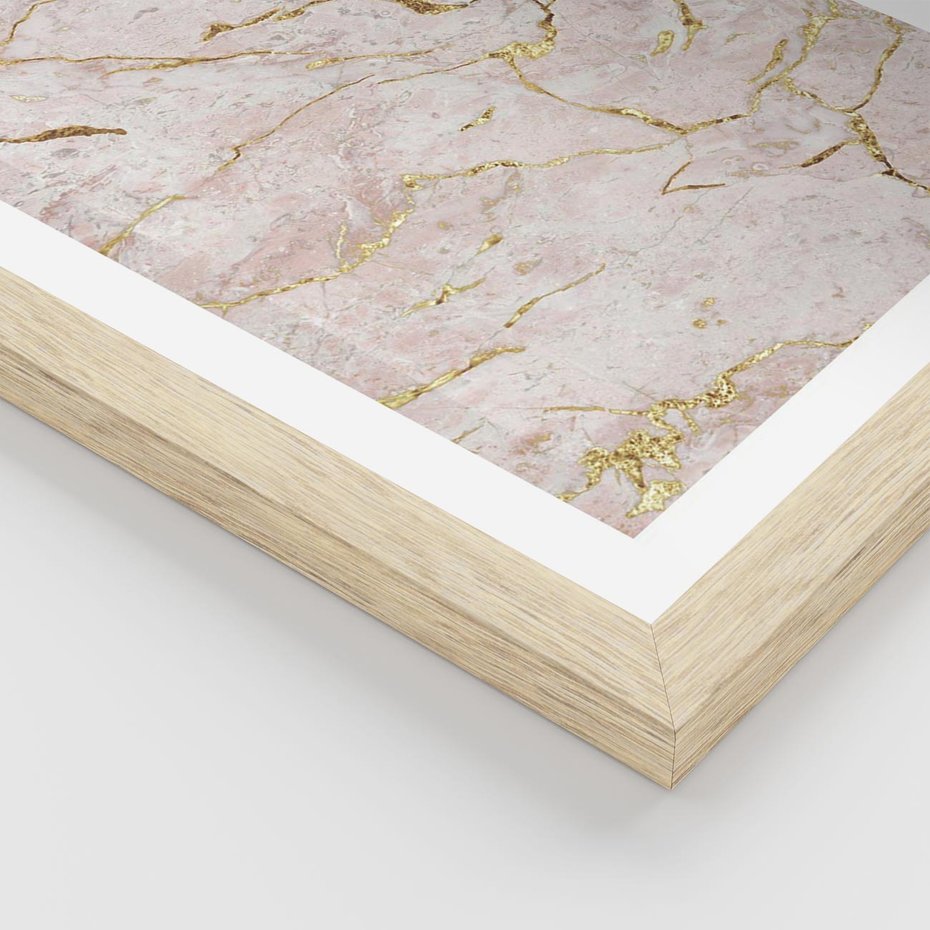 Plakat w ramie 40x50 - Beżowy Marmur i Złoto - marmur, beżowy marmur - rama drewno