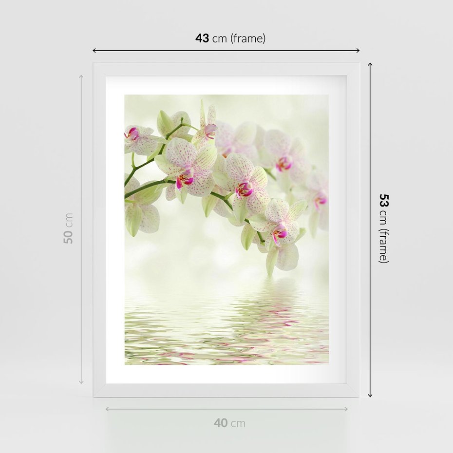 Plakat w ramie 40x50 - Orchidea w Spa - orchidea, kwiaty - rama biała