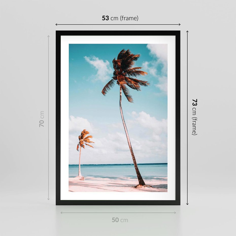 Plakat w ramie 50x70 - Raj na Ziemi - plaża, ocean - rama czarna