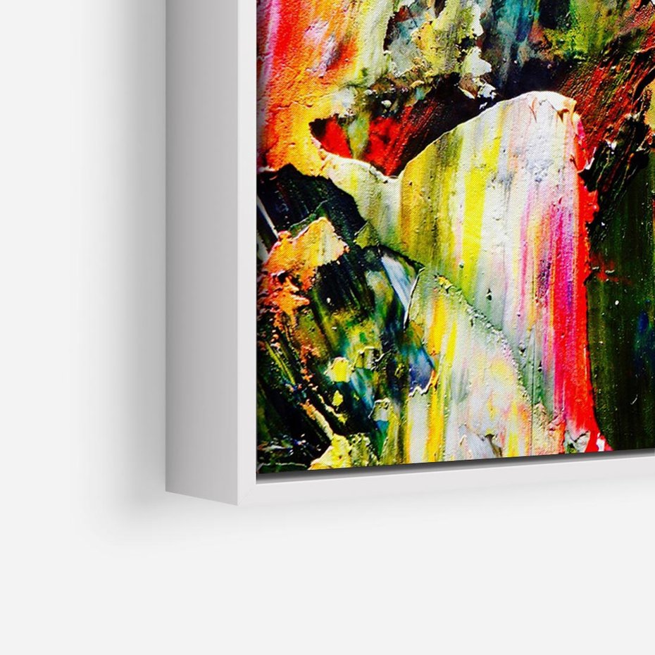 Obraz w ramie 70x50 - Szalejące ognie kolorów - abstrakcja, farby olejne - rama biała