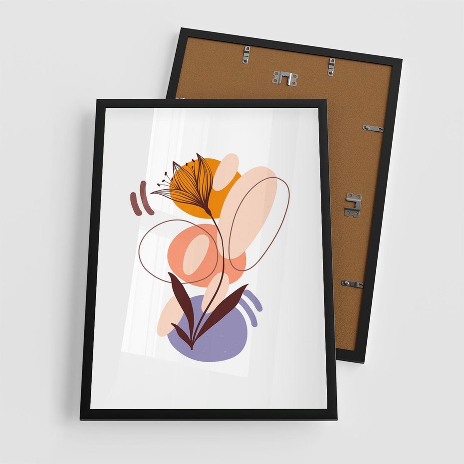 Plakat w ramie 50x70 - Kwiatowa Impresja - abstrakcyjna sztuka, plamy - rama czarna