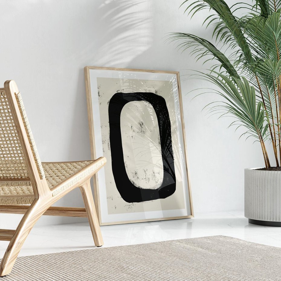 Plakat w ramie 40x50 - Wnętrza Kształtów - abstrakcja, minimalizm - rama drewno