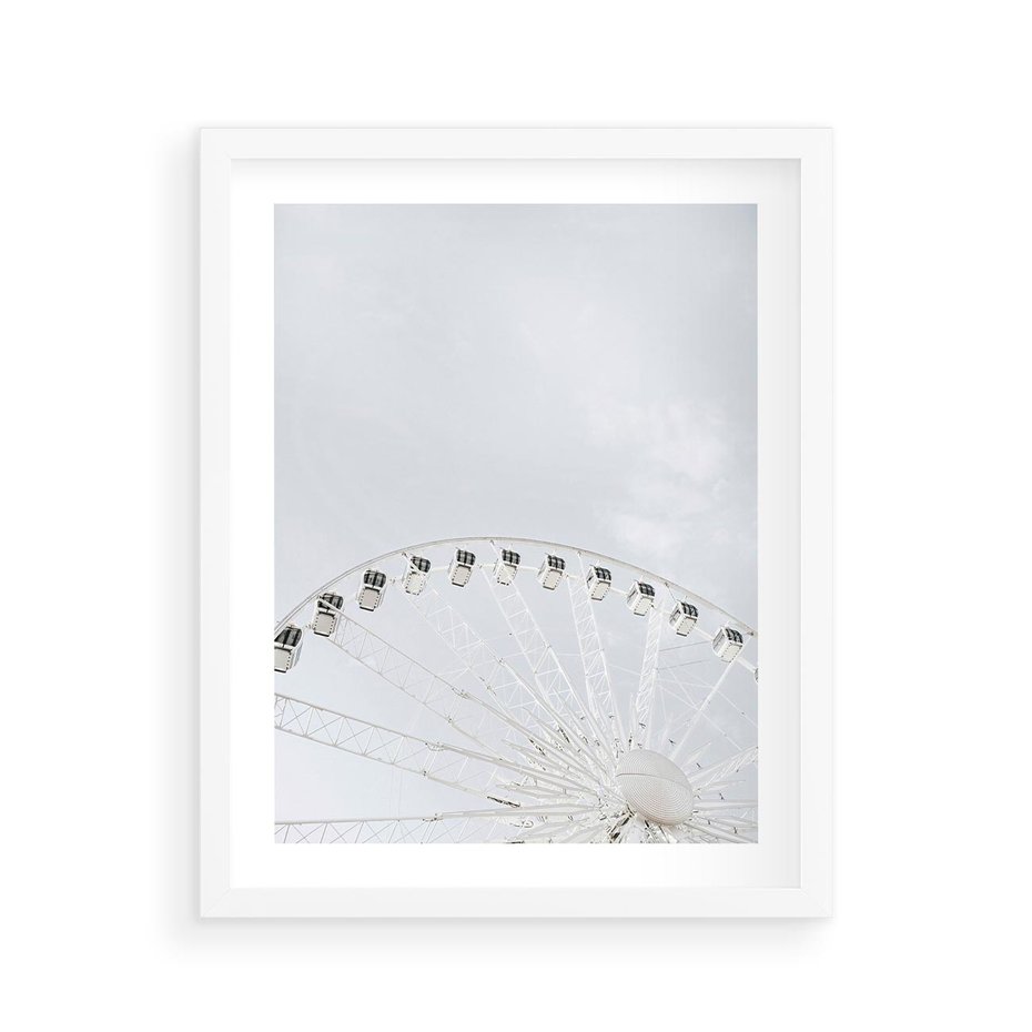 Plakat w ramie 40x50 - Karuzela Młyńska: Nostalgiczne Koło - młyńskie koło, karuzela - rama biała
